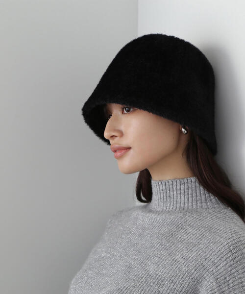 NATURAL BEAUTY BASIC（ナチュラルビューティーベーシック）の「【sweet11月号掲載】シャギーベルハット（ハット・レディース・ブラック/グレー・FREE）」の10枚目の写真