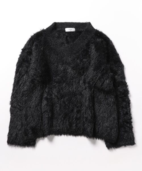 Burberry ブラック ニットセーター ファー付き Nyu（ニュウ）の「ファークルーネックニット（ニット/セーター）」 - WEAR