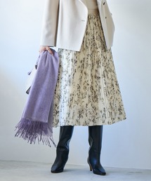 ROPE' | アコーディオンプリーツスカート（ラメボーダー×チュール/フラワープリント）(スカート)