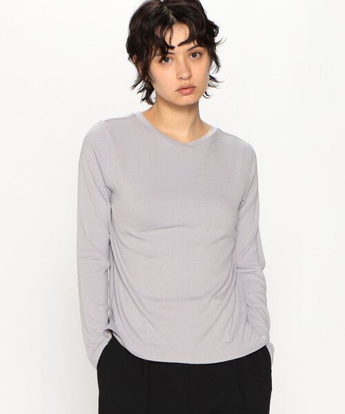 COMME CA ISM(コムサイズム)の「前後2way リブ ロンT(Tシャツ/カットソー・レディース・ホワイト/ライトグレー/ブラック/モカ・MEDIUM/LARGE)」の3枚目の写真
