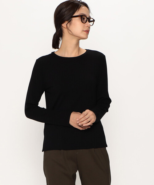 COMME CA ISM(コムサイズム)の「前後2way リブ ロンT(Tシャツ/カットソー・レディース・ホワイト/ライトグレー/ブラック/モカ・MEDIUM/LARGE)」の1枚目の写真