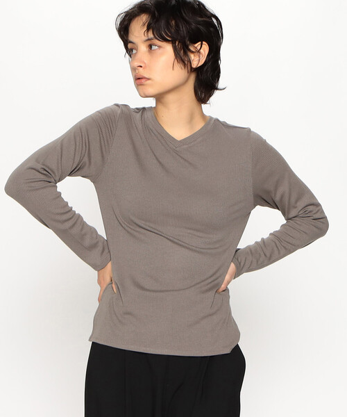 COMME CA ISM(コムサイズム)の「前後2way リブ ロンT(Tシャツ/カットソー・レディース・ホワイト/ライトグレー/ブラック/モカ・MEDIUM/LARGE)」の4枚目の写真