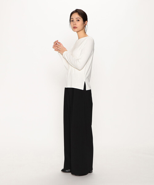 COMME CA ISM(コムサイズム)の「前後2way リブ ロンT(Tシャツ/カットソー・レディース・ホワイト/ライトグレー/ブラック/モカ・MEDIUM/LARGE)」の5枚目の写真