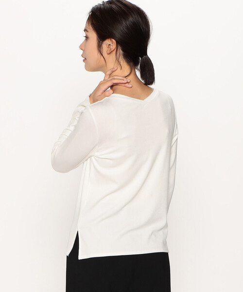 COMME CA ISM(コムサイズム)の「前後2way リブ ロンT(Tシャツ/カットソー・レディース・ホワイト/ライトグレー/ブラック/モカ・MEDIUM/LARGE)」の7枚目の写真