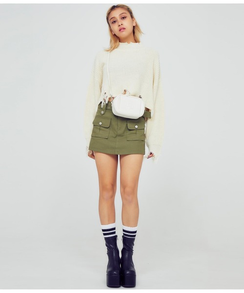 ANAP（アナップ）の「エンボスロゴスクエアバッグ（ショルダーバッグ・レディース・アイボリー/ブラック・FREE）」の19枚目の写真