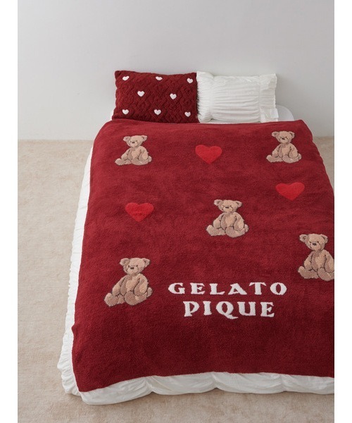 gelato pique Sleep（ジェラートピケスリープ）の「【Sleep】【HOLIDAY】ベアジャガードマルチカバー（寝具・レディース・オフホワイト/レッド・FREE）」の10枚目の写真