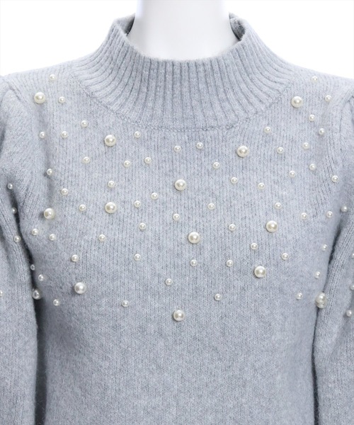 clear（クリア）の「パフスリーブパールニットトップス（ニット/セーター・レディース・アイボリー/ブラック/グレー・F）」の8枚目の写真