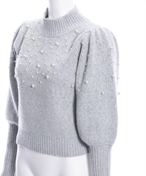 clear（クリア）の「パフスリーブパールニットトップス（ニット/セーター・レディース・アイボリー/ブラック/グレー・F）」の9枚目の写真