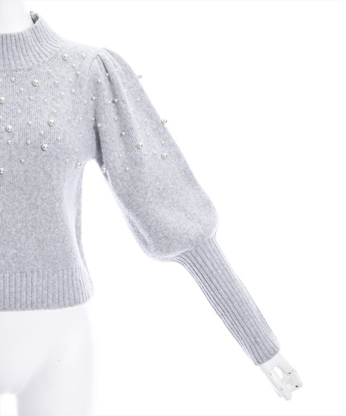 clear（クリア）の「パフスリーブパールニットトップス（ニット/セーター・レディース・アイボリー/ブラック/グレー・F）」の10枚目の写真