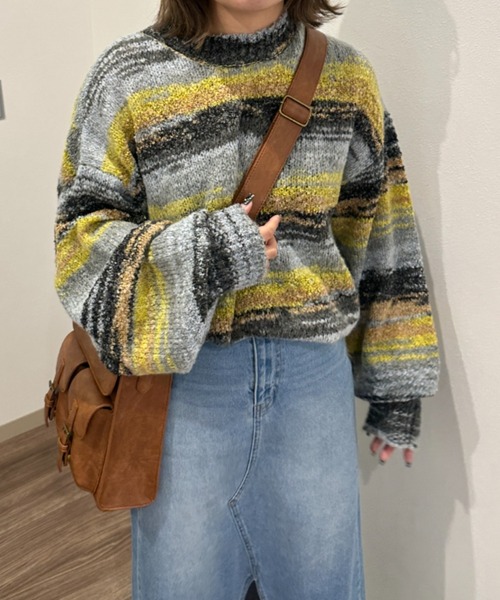 kutir（クティール）の「グラデーションミックスニットプルオーバー（ニット/セーター・レディース・ブルー系その他/カーキ/サックスブルー/イエロー系その他・FREE）」の4枚目の写真