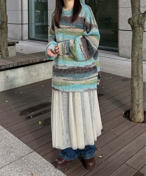 kutir（クティール）の「グラデーションミックスニットプルオーバー（ニット/セーター・レディース・ブルー系その他/カーキ/サックスブルー/イエロー系その他・FREE）」の7枚目の写真