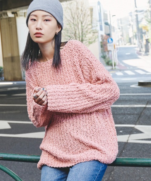 Auntie Rosa Holiday（アンティローザホリデー）の「ミックスヤーンルーズニット（ニット/セーター・レディース・ピンク/グレー/ホワイト・FREE）」の17枚目の写真