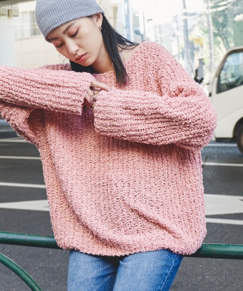 Auntie Rosa Holiday（アンティローザホリデー）の「ミックスヤーンルーズニット（ニット/セーター・レディース・ピンク/グレー/ホワイト・FREE）」の18枚目の写真