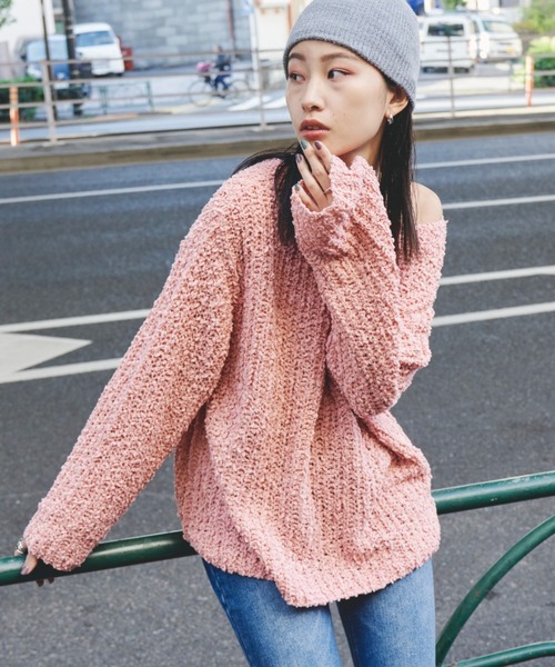 Auntie Rosa Holiday（アンティローザホリデー）の「ミックスヤーンルーズニット（ニット/セーター・レディース・ピンク/グレー/ホワイト・FREE）」の19枚目の写真