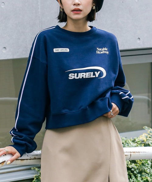 FREE'S MART（フリーズマート）の「ライン入りロゴプリントスウェット（スウェット・レディース・オフホワイト/ネイビー/グリーン・FREE）」の3枚目の写真