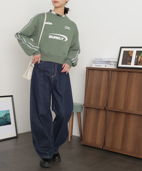 FREE'S MART（フリーズマート）の「ライン入りロゴプリントスウェット（スウェット・レディース・オフホワイト/ネイビー/グリーン・FREE）」の8枚目の写真