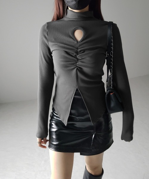 me+em select（ミームセレクト）の「【  裏起毛 】カットアウトシャーリングスリットリブトップス（Tシャツ/カットソー・レディース・グレー/アイボリー/ブラック・FREE）」の19枚目の写真