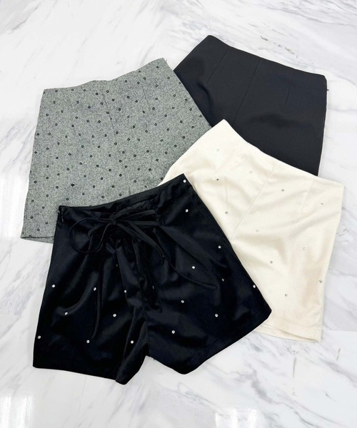 one after another NICE CLAUP（ワンアフターアナザーナイスクラップ）の「アソートバックレースアップショートパンツ（その他パンツ・レディース・ブラック/グレー系その他/オフホワイト・FREE）」の21枚目の写真