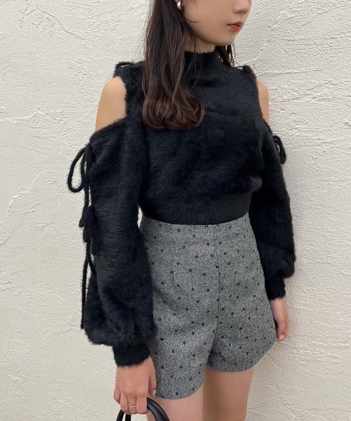 one after another NICE CLAUP（ワンアフターアナザーナイスクラップ）の「アソートバックレースアップショートパンツ（その他パンツ・レディース・ブラック/グレー系その他/オフホワイト・FREE）」の5枚目の写真