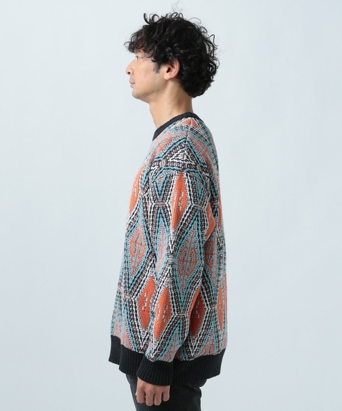 BAYFLOW(ベイフロー)の「パターンニットプルオーバー(ニット/セーター・メンズ・オレンジ/ブルー・MEDIUM/LARGE)」の6枚目の写真