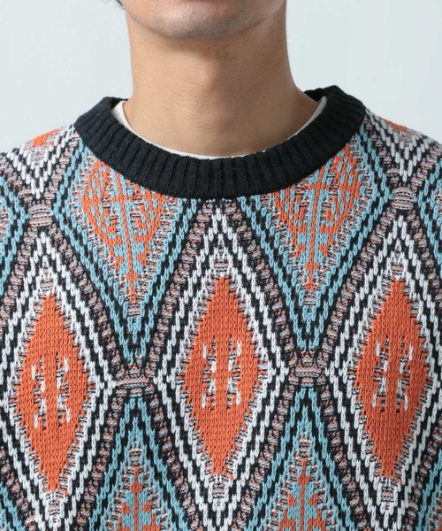 BAYFLOW(ベイフロー)の「パターンニットプルオーバー(ニット/セーター・メンズ・オレンジ/ブルー・MEDIUM/LARGE)」の8枚目の写真