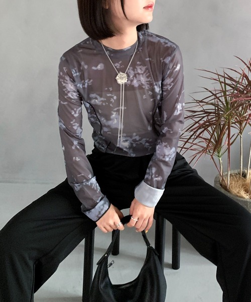 SHEPP(シープ)の「タイダイ ショート シアートップス(Tシャツ/カットソー・レディース・ブラック/その他1・FREE)」の10枚目の写真