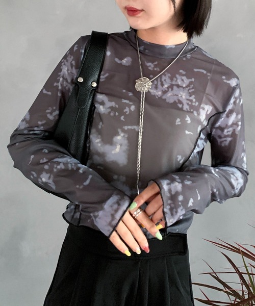 SHEPP(シープ)の「タイダイ ショート シアートップス(Tシャツ/カットソー・レディース・ブラック/その他1・FREE)」の7枚目の写真