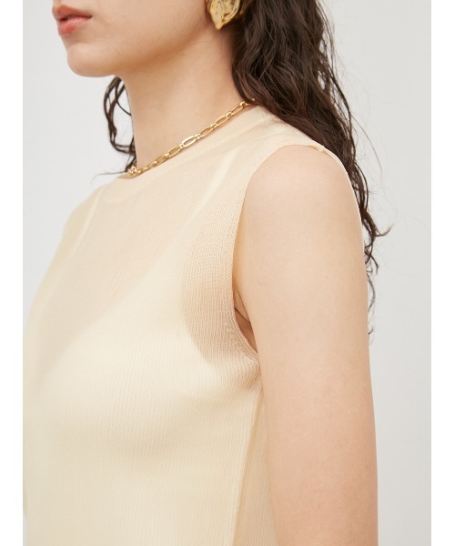 Mila Owen（ミラオーウェン）の「アンサンブルノースリシアーリブニットプルオーバー（Tシャツ/カットソー・レディース・イエロー/ベージュ/ピンク/チャコールグレー・0/1）」の9枚目の写真