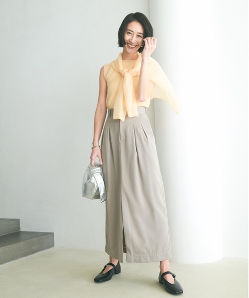 Mila Owen（ミラオーウェン）の「アンサンブルノースリシアーリブニットプルオーバー（Tシャツ/カットソー・レディース・イエロー/ベージュ/ピンク/チャコールグレー・0/1）」の15枚目の写真