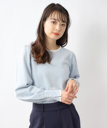 ◆≪5color≫ バイカラーパフスリーブニット【洗濯機洗い可】