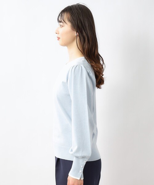 index(インデックス)の「◆≪5color≫ バイカラーパフスリーブニット【洗濯機洗い可】(ニット/セーター・レディース・サックスブルー/オフホワイト/ピンク/ダークグレー・38/42/36/40)」の12枚目の写真