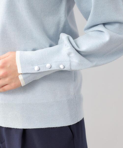 index(インデックス)の「◆≪5color≫ バイカラーパフスリーブニット【洗濯機洗い可】(ニット/セーター・レディース・サックスブルー/オフホワイト/ピンク/ダークグレー・38/42/36/40)」の14枚目の写真
