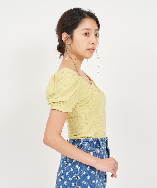 ROYAL PARTY(ロイヤルパーティー)の「チェーン付パフスリーブカットソー(Tシャツ/カットソー・レディース・ブラック/イエロー/オフホワイト・FREE)」の15枚目の写真