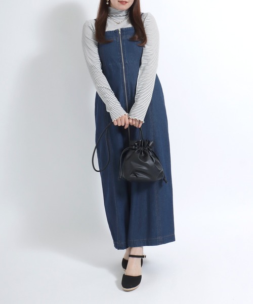Salong hameu（サロン ハミュー）の「フロントジップ デニムキャミワンピース/ロングスカート レディース（ジャンパースカート・レディース・インディゴブルー/ブラック系その他/ケミカルウォッシュ・M/L）」の19枚目の写真