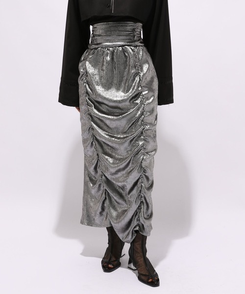 HARE（ハレ）の「ハイウエストギャザーナロースカート(HARE)（スカート