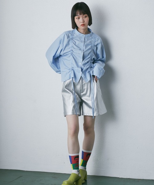 ROSE BUD（ローズバッド）の「ドロストシャツ（シャツ/ブラウス・レディース・ブルー/ホワイト・FREE）」の5枚目の写真