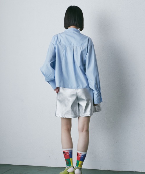 ROSE BUD（ローズバッド）の「ドロストシャツ（シャツ/ブラウス・レディース・ブルー/ホワイト・FREE）」の7枚目の写真