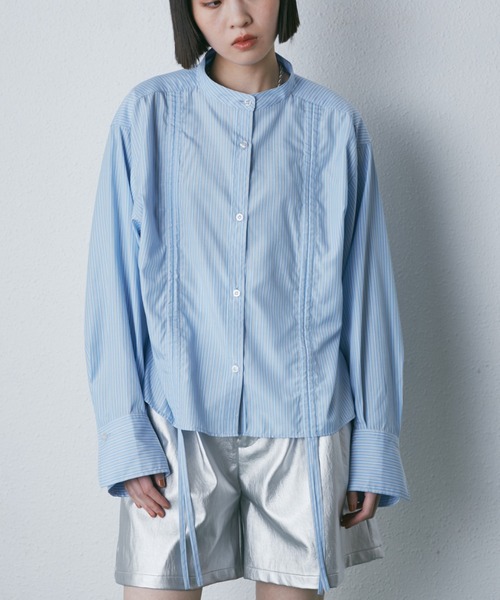 ROSE BUD（ローズバッド）の「ドロストシャツ（シャツ/ブラウス・レディース・ブルー/ホワイト・FREE）」の8枚目の写真