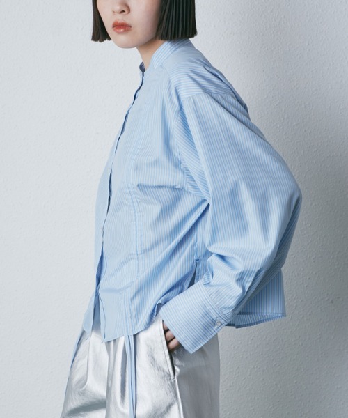 ROSE BUD（ローズバッド）の「ドロストシャツ（シャツ/ブラウス・レディース・ブルー/ホワイト・FREE）」の9枚目の写真
