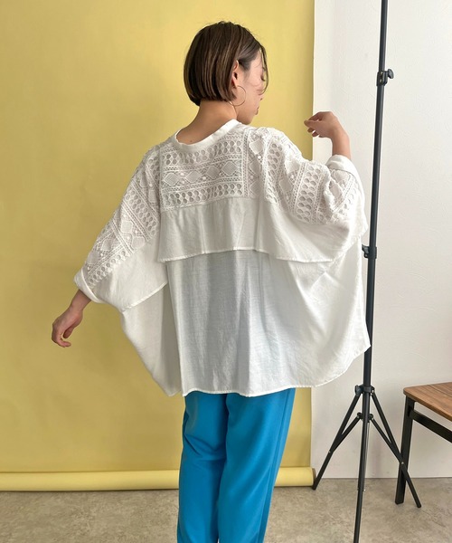 【セール】レース切替ブラウス（シャツ/ブラウス）｜LHELBIE（レルビエ）
