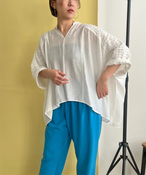 【セール】レース切替ブラウス（シャツ/ブラウス）｜LHELBIE（レルビエ）