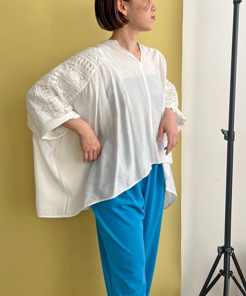 【セール】レース切替ブラウス（シャツ/ブラウス）｜LHELBIE（レルビエ）