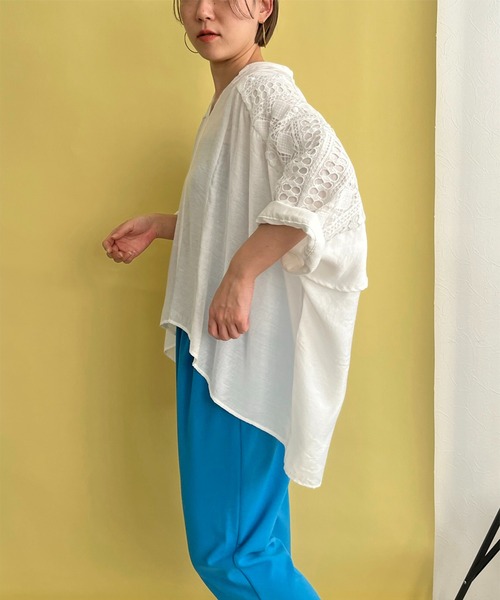 【セール】レース切替ブラウス（シャツ/ブラウス）｜LHELBIE（レルビエ）