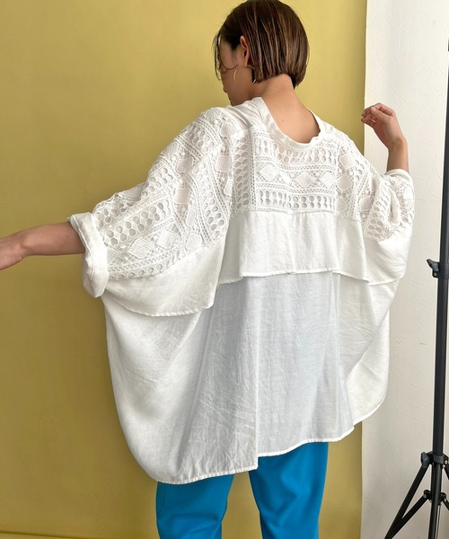 【セール】レース切替ブラウス（シャツ/ブラウス）｜LHELBIE（レルビエ）