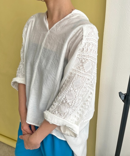 【セール】レース切替ブラウス（シャツ/ブラウス）｜LHELBIE（レルビエ）