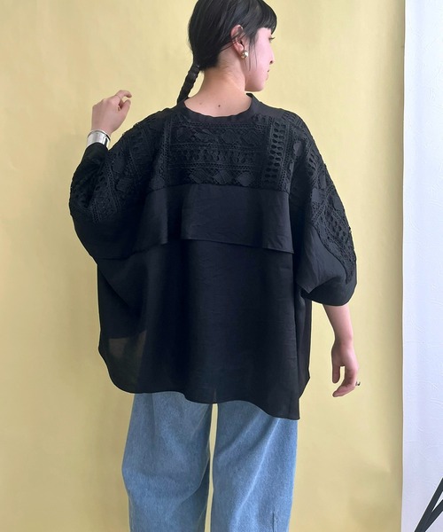 【セール】レース切替ブラウス（シャツ/ブラウス）｜LHELBIE（レルビエ）