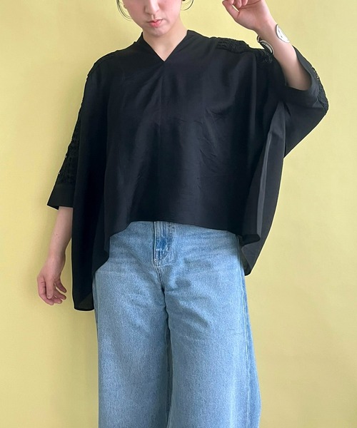 【セール】レース切替ブラウス（シャツ/ブラウス）｜LHELBIE（レルビエ）