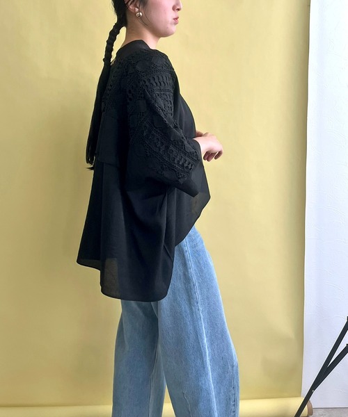 【セール】レース切替ブラウス（シャツ/ブラウス）｜LHELBIE（レルビエ）