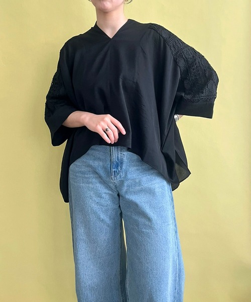 【セール】レース切替ブラウス（シャツ/ブラウス）｜LHELBIE（レルビエ）