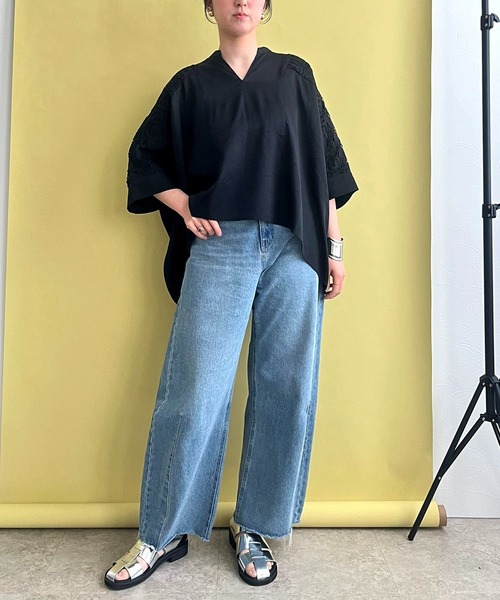 【セール】レース切替ブラウス（シャツ/ブラウス）｜LHELBIE（レルビエ）